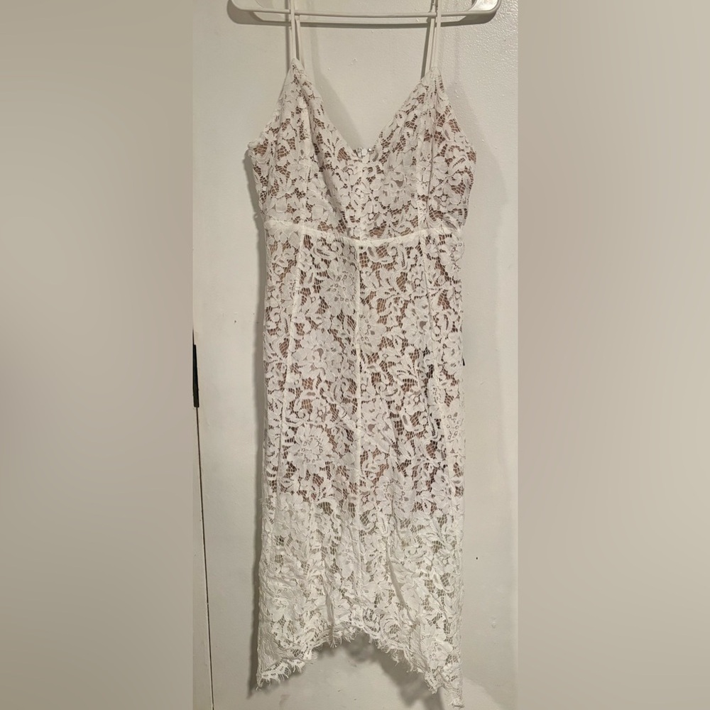 Lulu's White Lace Midi Dress